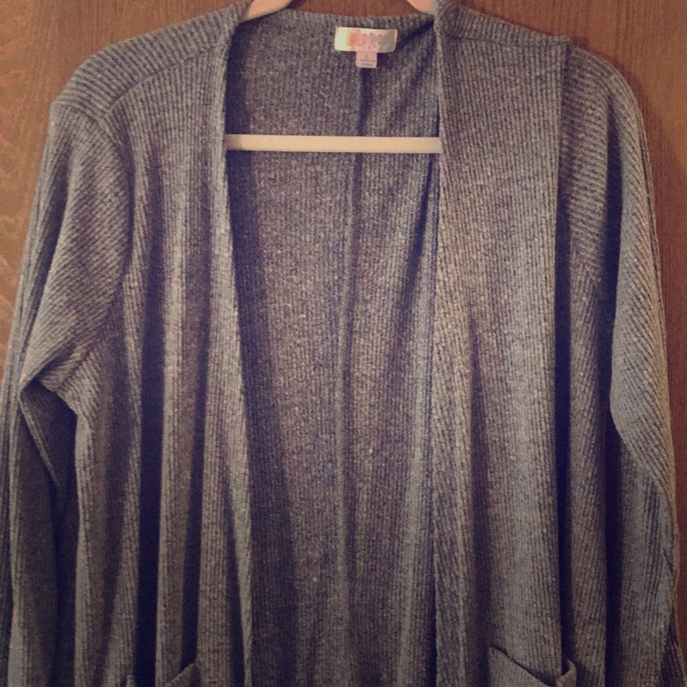 Large blue LuLaRoe Sarah cardigan